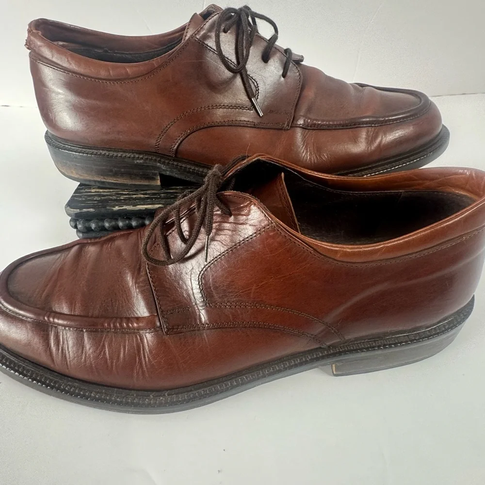 David & Joan Italian Leather Derby Shoes Men’s 12 Brown Moc Toe Lace Up Italy